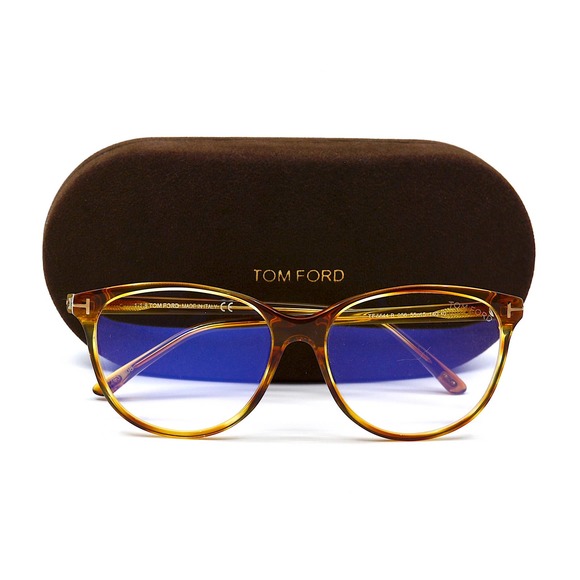 TOM FORD TF5544-B/V 056 BLOND HAVANA BLUE BLOCK AUTHENTIC EYEGLASSES FRA… - Picture 2 of 11